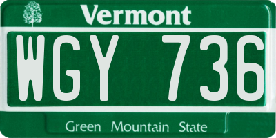 VT license plate WGY736