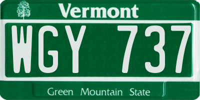 VT license plate WGY737