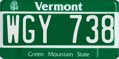 VT license plate WGY738