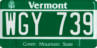 VT license plate WGY739