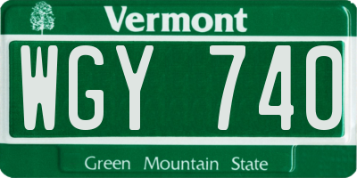 VT license plate WGY740