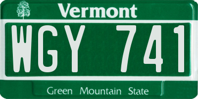 VT license plate WGY741
