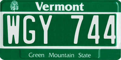 VT license plate WGY744