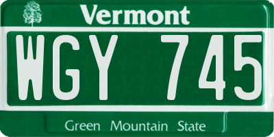 VT license plate WGY745