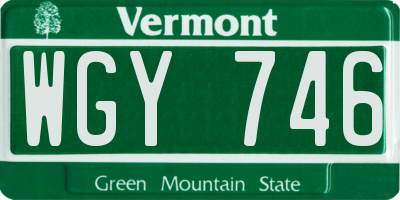 VT license plate WGY746