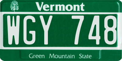 VT license plate WGY748