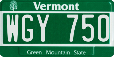 VT license plate WGY750