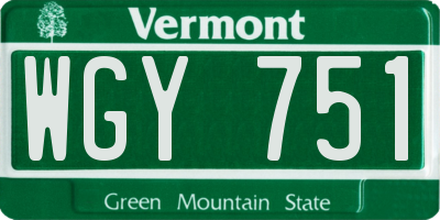VT license plate WGY751