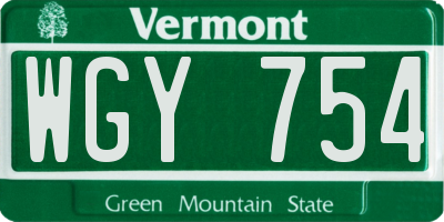 VT license plate WGY754