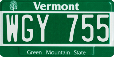 VT license plate WGY755
