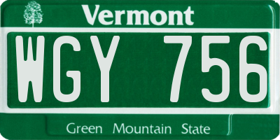 VT license plate WGY756