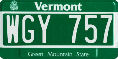 VT license plate WGY757