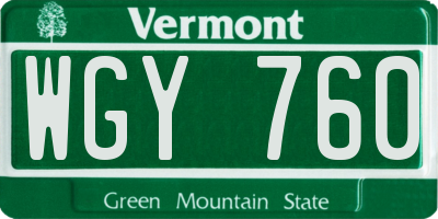 VT license plate WGY760