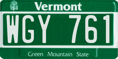 VT license plate WGY761