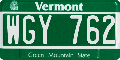 VT license plate WGY762