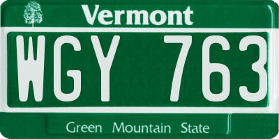 VT license plate WGY763
