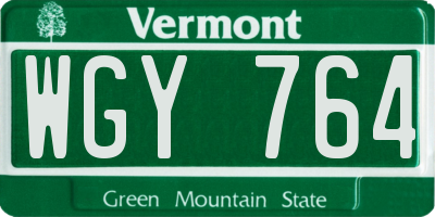 VT license plate WGY764