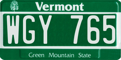 VT license plate WGY765