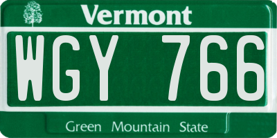 VT license plate WGY766