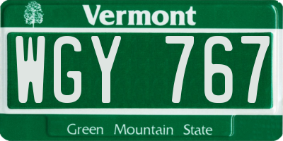 VT license plate WGY767
