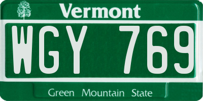 VT license plate WGY769