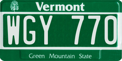 VT license plate WGY770