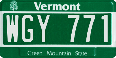 VT license plate WGY771