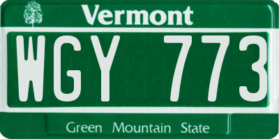 VT license plate WGY773