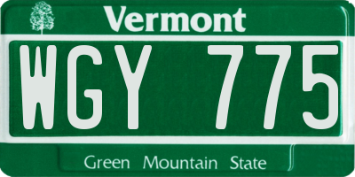 VT license plate WGY775