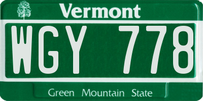 VT license plate WGY778
