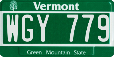 VT license plate WGY779
