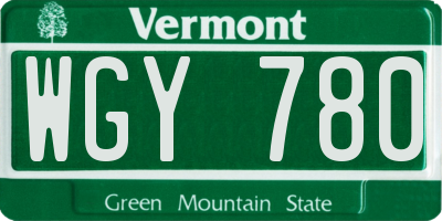 VT license plate WGY780