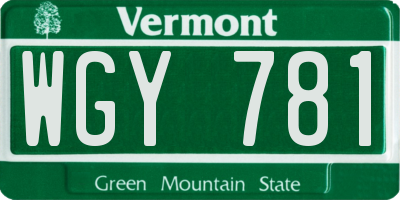 VT license plate WGY781