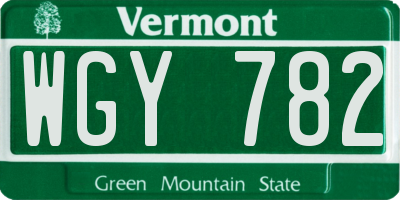 VT license plate WGY782