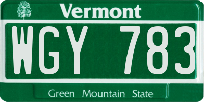 VT license plate WGY783