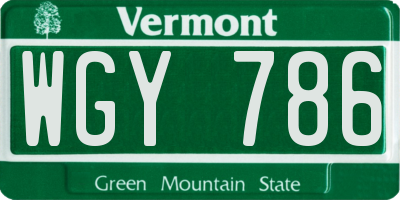 VT license plate WGY786