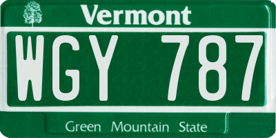 VT license plate WGY787