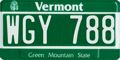 VT license plate WGY788