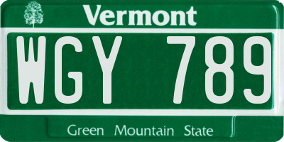 VT license plate WGY789