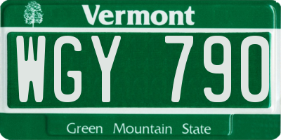 VT license plate WGY790