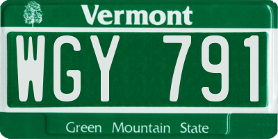 VT license plate WGY791