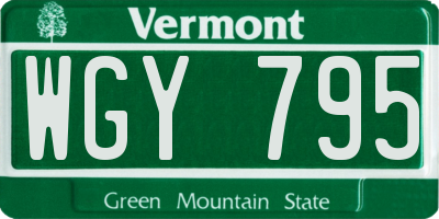 VT license plate WGY795