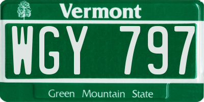 VT license plate WGY797