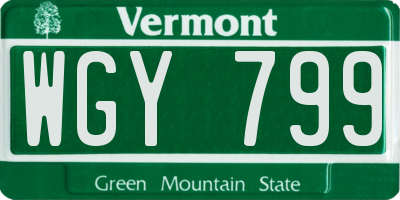 VT license plate WGY799