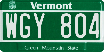 VT license plate WGY804