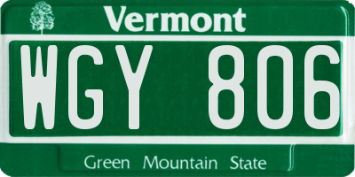 VT license plate WGY806