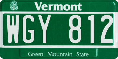VT license plate WGY812