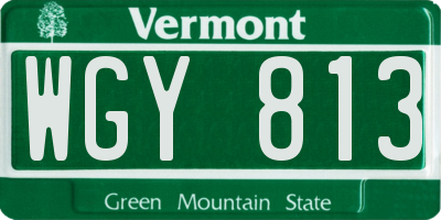 VT license plate WGY813