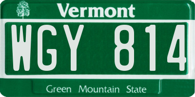 VT license plate WGY814