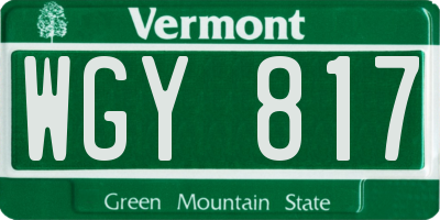 VT license plate WGY817